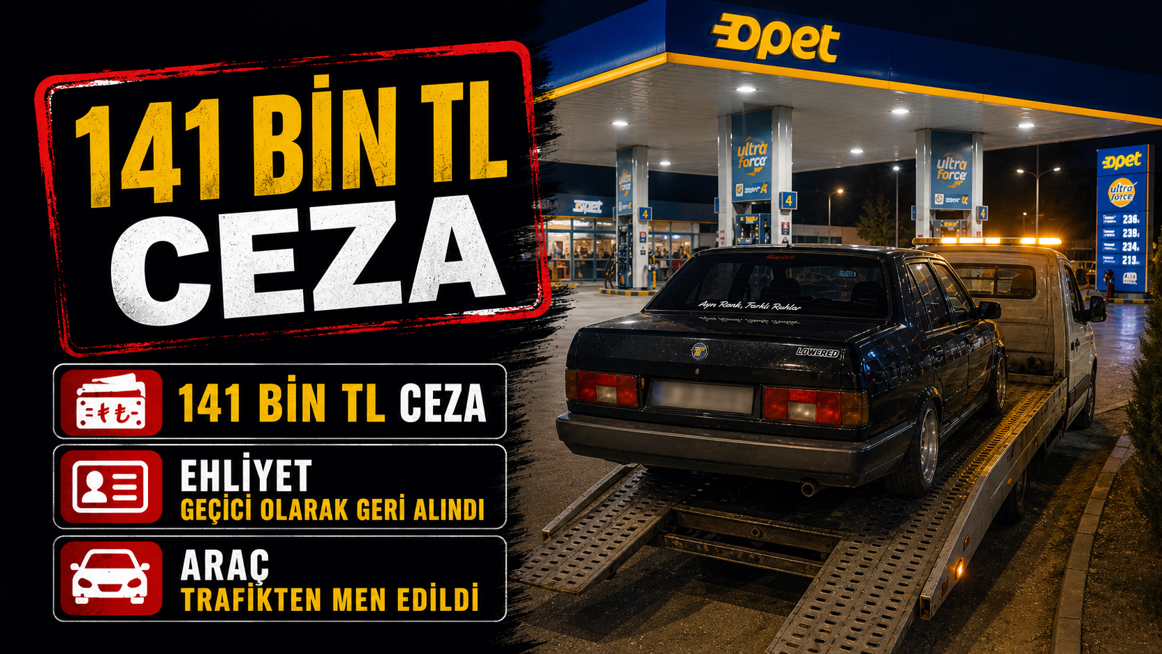 Mudanya’da istasyonda drift pahalıya patladı: 141 bin TL ceza, ehliyet ve araç 2 Ay men